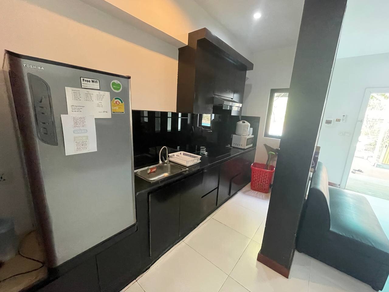 Kitchen and dining area in a two-bedroom apartment, Bungalow 1955